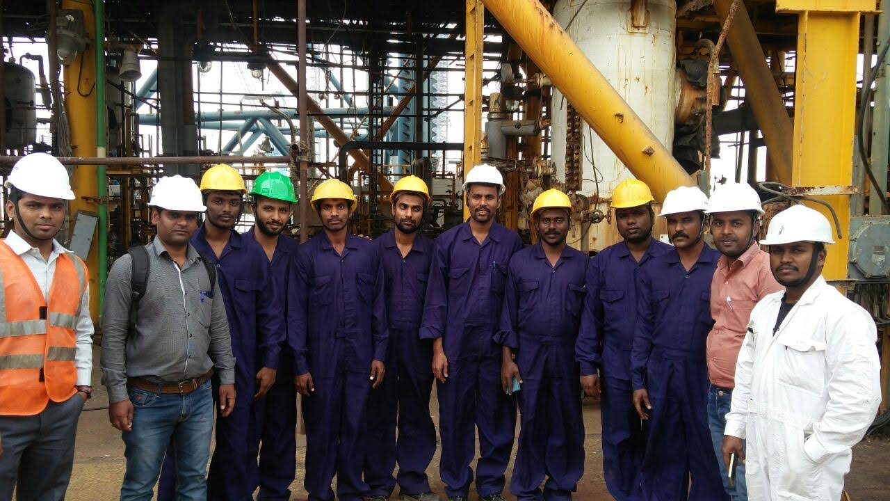 Engineering team working safely on site